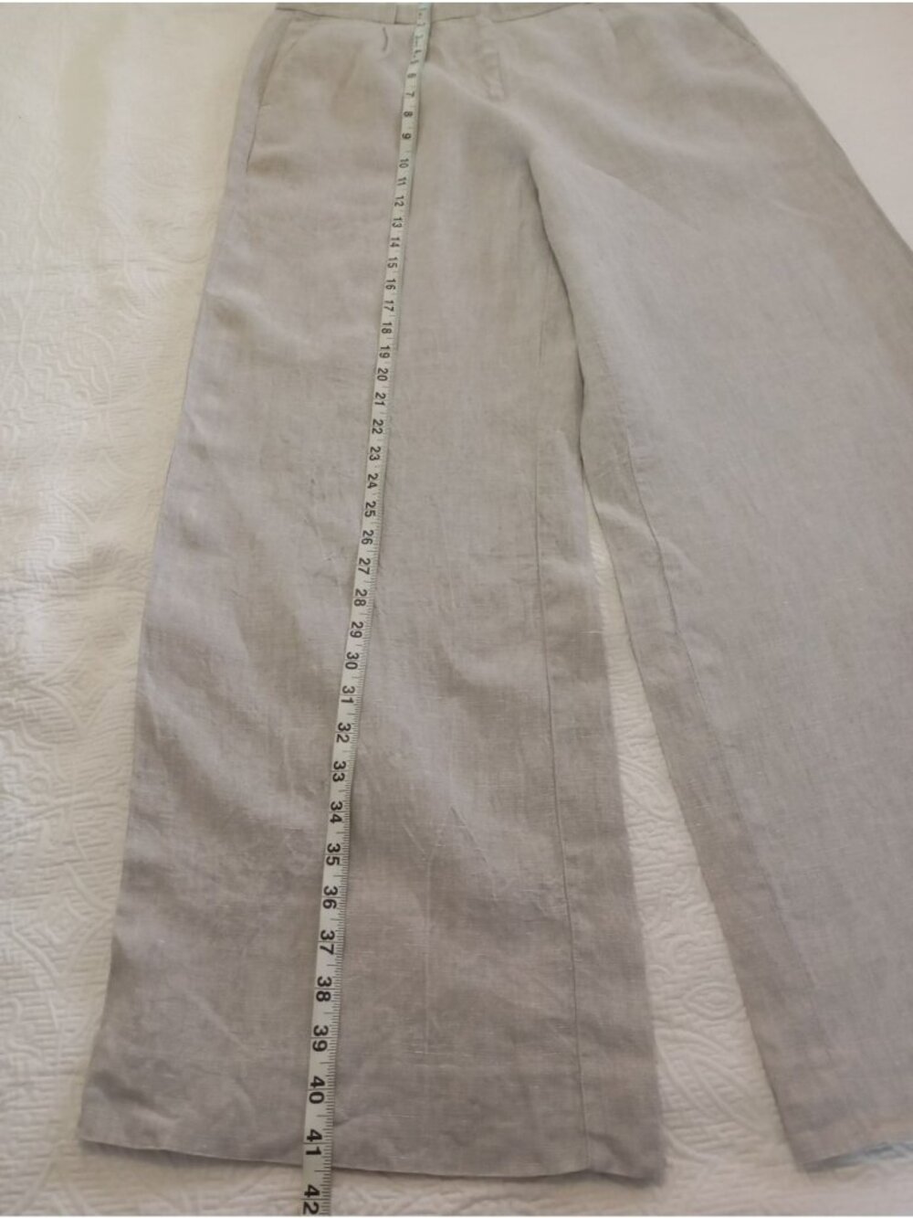 J.Crew Essential Wide Leg Linen Pants Beige Sz 10 Lightweight Tailored Trousers - Picture 13 of 14